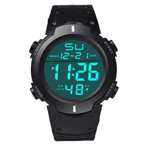 Waterproof Men's Silicone LCD Digital Stopwatch Date Rubber Sport Wrist Watch: White