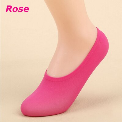 5pairs/lot Super elastic solid candy colors Invisible low boat socks for girls kids mother summer sock slippers one size fit all: Rose