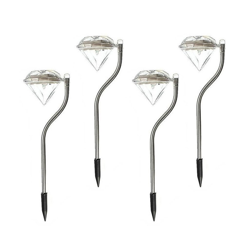 4pcs/set Diamond Shape LED Solar Powered Lamp Outdoor Lawn Lights for Pedestrian Pathway Garden Villa Decoration