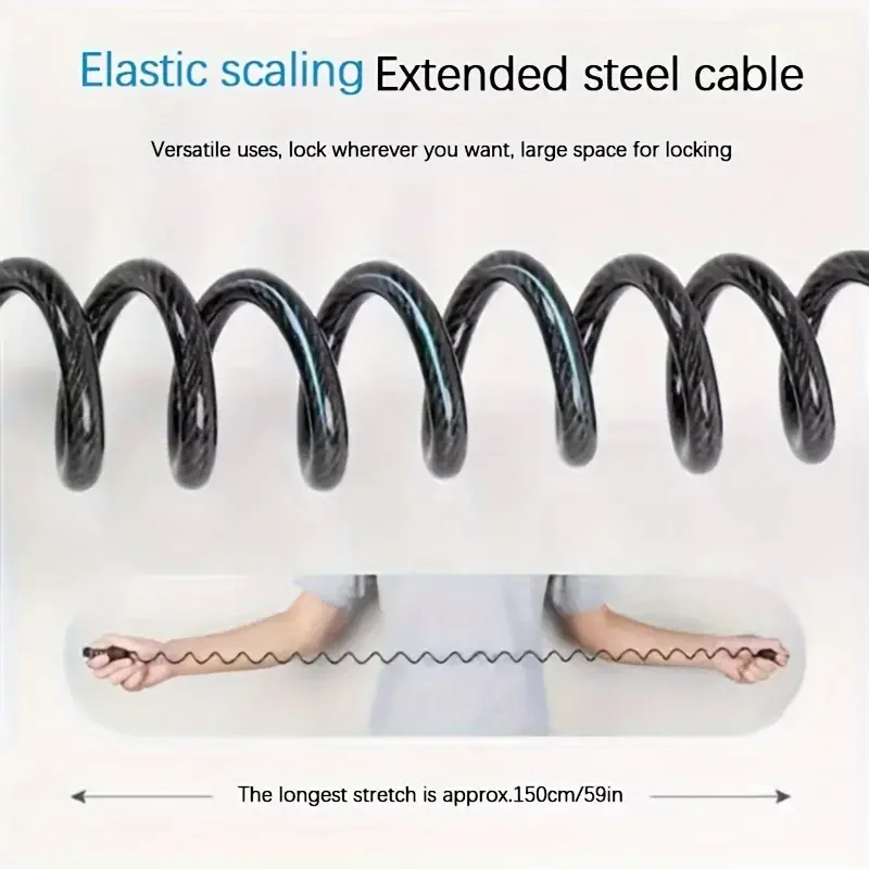 1pc Bicycle Lock Wire Rope Chain Lock Combination ... – Grandado
