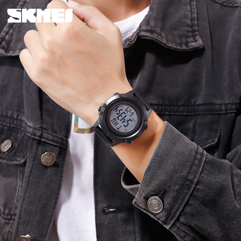 Skmei herr digital klocka 2 tid vattentät sport armbandsur herr date week väckarklocka elektronisk herrklocka montre homme 1508