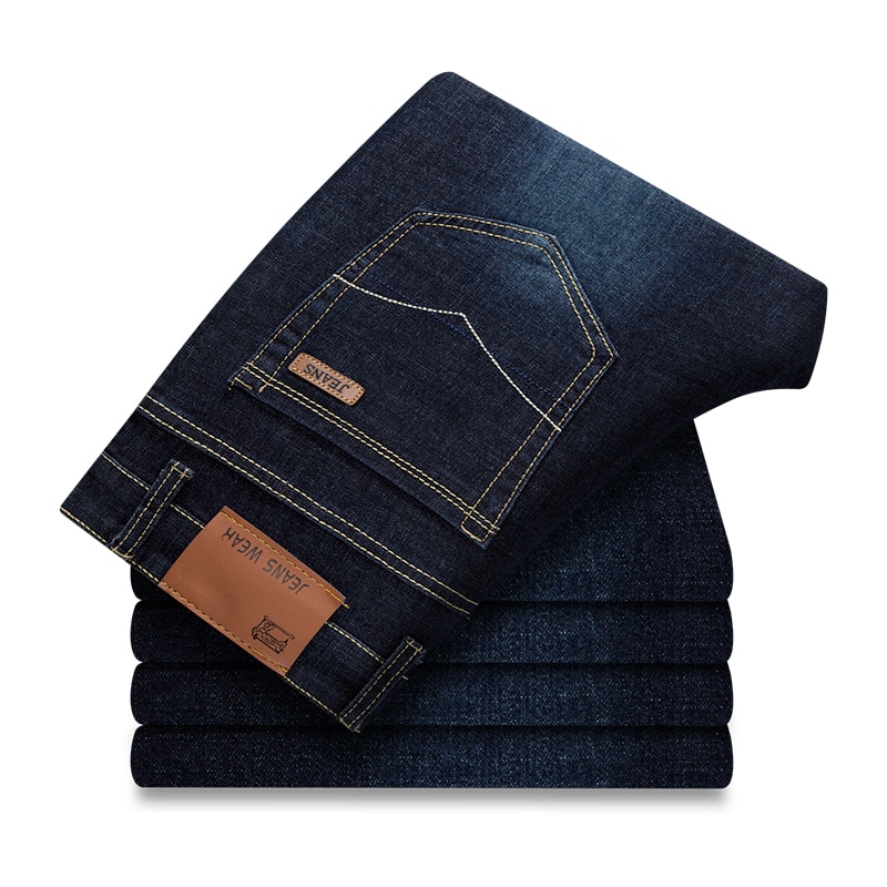 Cholyl forår efterår jeans mænd stretch denim slim jean mand sort blå business straight herre jeans