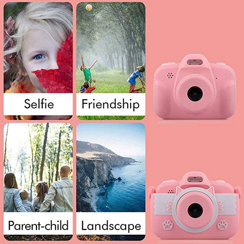 Kids Toys Camera for Girls Mini Cartoon Shockproof Silicone Case Rechargeable Child Camcorder Aged 3-12 Pink Camera(Not In