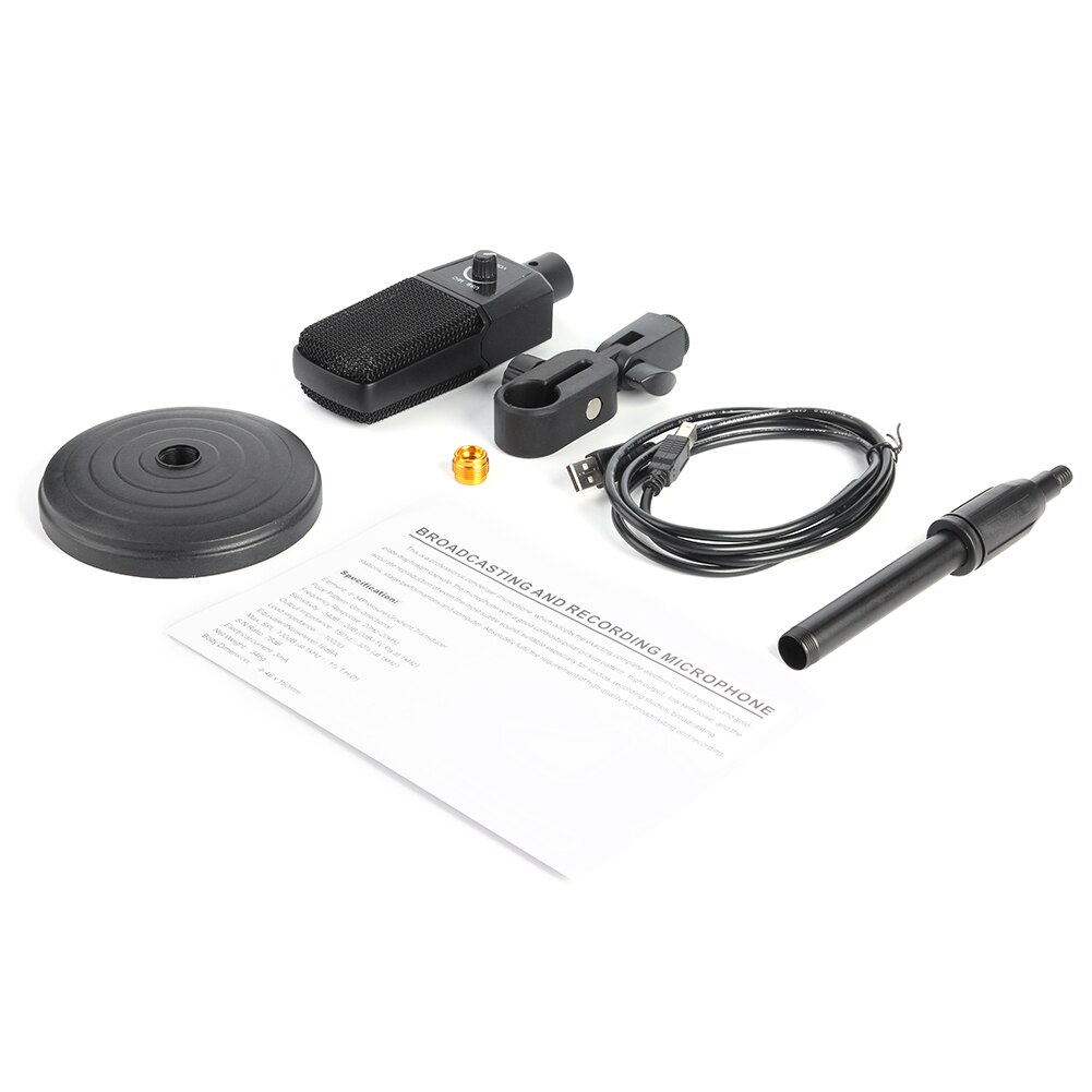 USB Condenser Microphone Cardioid PC Mic with Desktop Stand for Studio Recording Broadcasting Laptop Computer