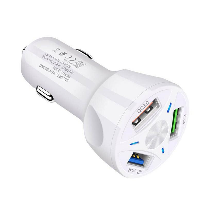 Universele motorfiets autolader usb snellader  qc3.0 poorten auto sigarettenaansteker adapter voor smartphone qc auto telefoonlader: Wit