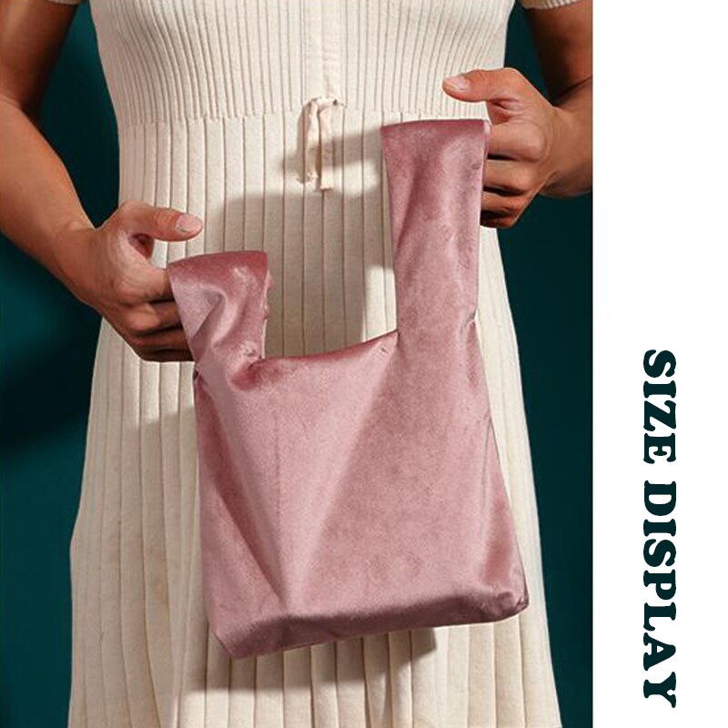 Autunno inverno retrò velluto borse da donna borsa da polso con nodo a barra borsa da trasporto semplice in stile giapponese borsa per telefono