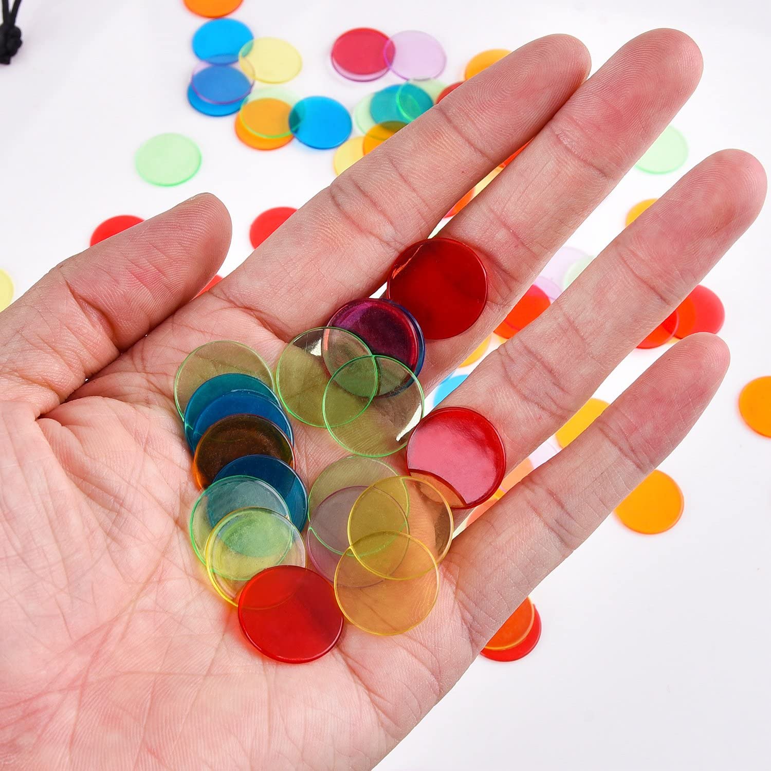 120 stück transparent Farbe Zähler Zählen Bingo Chips Kunststoff Marker mit Lagerung Tasche (Bunte)