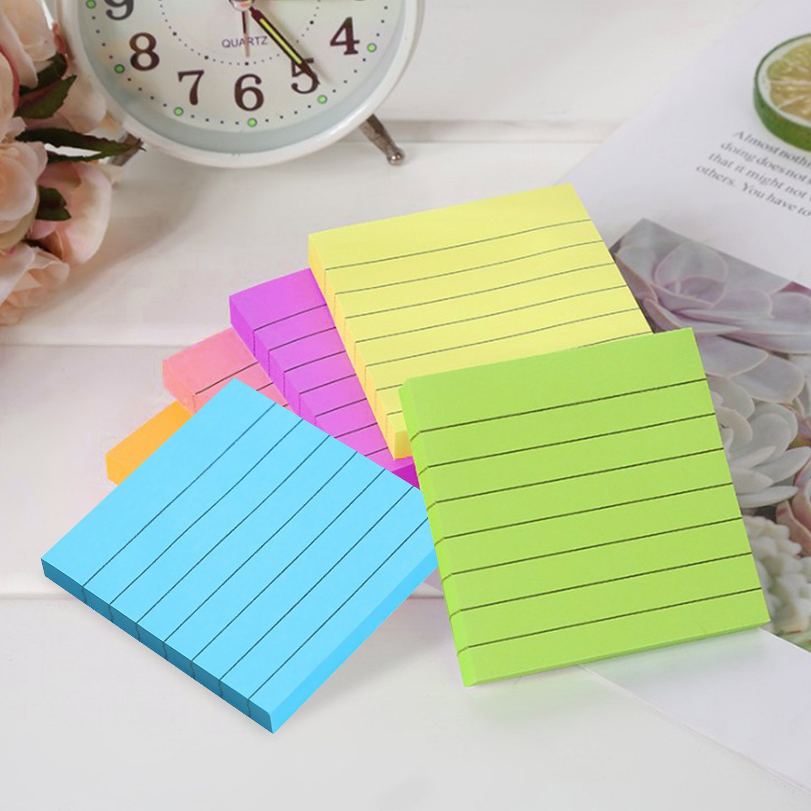 Lined Sticky Notes Colorful Super Sticking Power Memo Pad Strong Adhesive Note Simple Striped Paper Memo Pad Removable