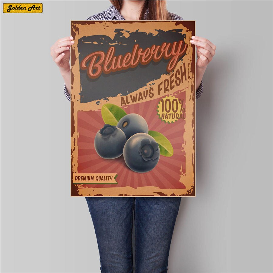 Hedelmä ruoka piirustus vintage voimapaperi juliste baari kahvila seinätarra taidemaalaus retrotaide maaliprintti kuva 45.5 x 31.5cm: Vihreä