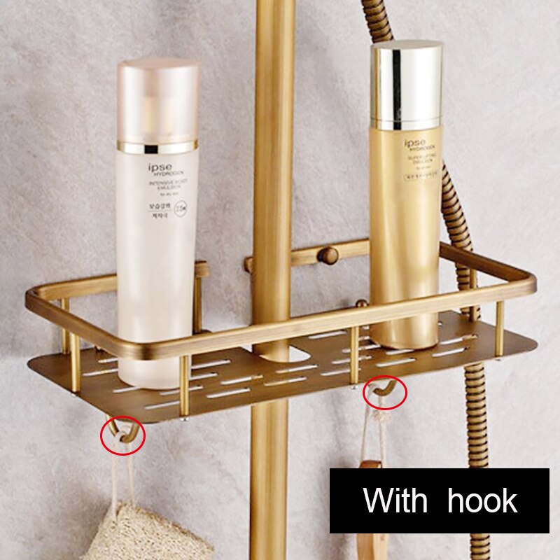 Antiek Messing Plank Voor Badkamer Douche Kraan Set Planken Zeep Plank Shampoo Rack: Antique Brass