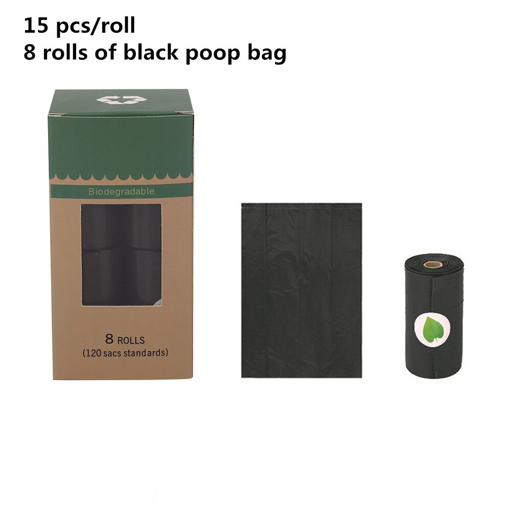 Degradable Pet Poop Bag Portable Garbage Bag Biodegradable Dog Waste Bags Dog walking Supplies Pick-up Dispenser Rounded For Cat: black
