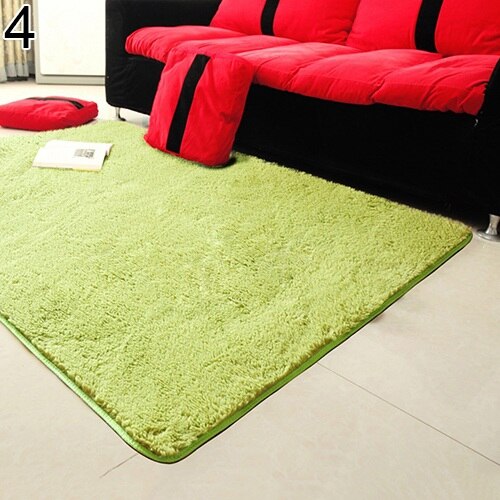 Slik farve blødt skridsikkert tæppe flokati lurvet tæppe stue soveværelse gulvmåtte 25: Græsgrøn