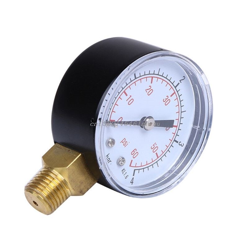 0-4bar/0-60psi Air Compressor Hydraulic Pressure Meter Fuel Air Oil High Vacuum Gauge 1/4&quot; NPT Side Mount