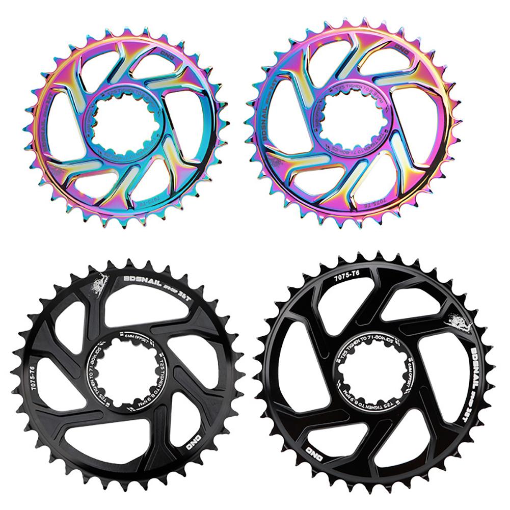 Plato ultraligero para bicicleta de montaña, aleación de aluminio, 30, 32, 34, 36, 38T, 6mm, bandeja de disco único, colorida/negra