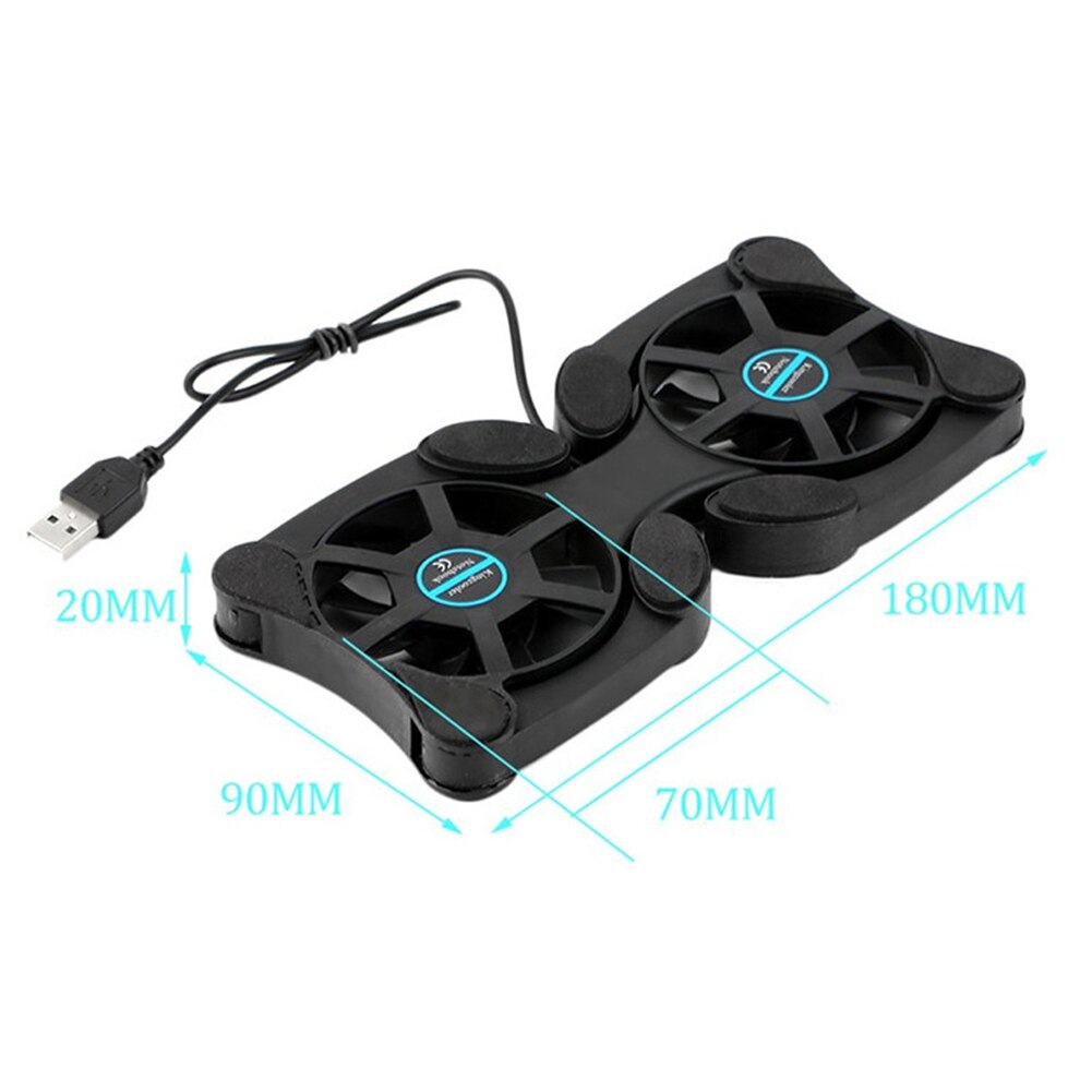 Alfombrillas de refrigeración USB plegables para Notebook con ventiladores dobles, almohadilla enfriadora para portátil de 7-15 pulgadas