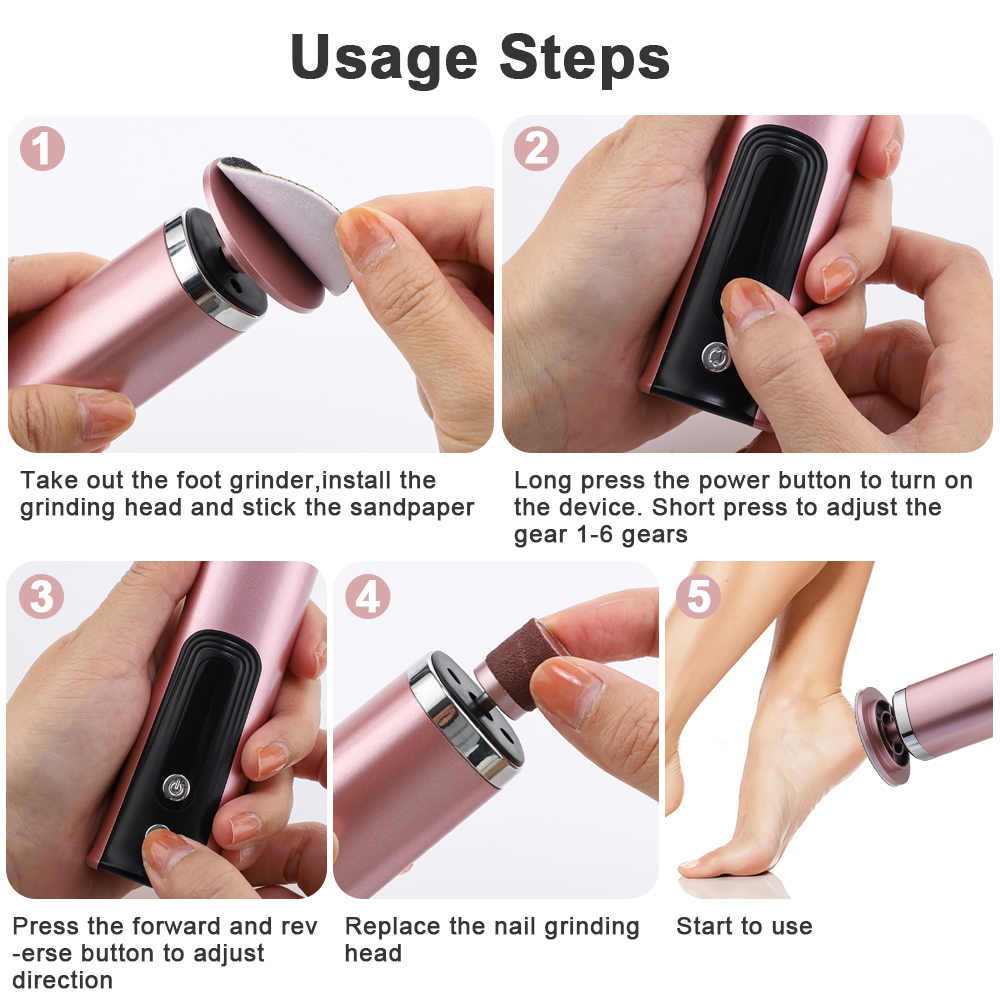 2in1 Elektrische Vijl Voor Voeten Pedicure Machine Dode Huid Remover Eelt Voet Slijpen Trimmer Oplaadbare Voetverzorging Tool Scrubber