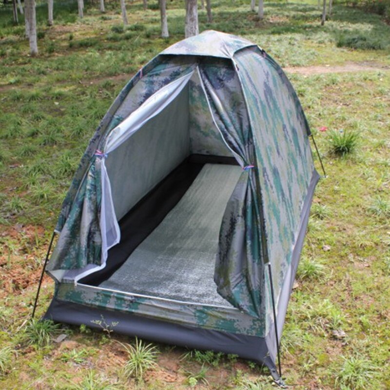 Outdoor Camouflage Tent Beach Tent Camping Tent for 1 Person Single Layer Polyester Fabric Waterproof Tents Carry Bag