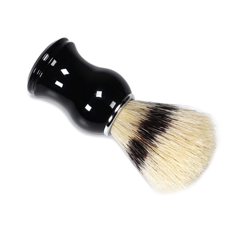 1Pc brocha de afeitar para hombres cerdas de jabalí pelo recto de afeitar Barbero de limpieza negro Mango de resina salón herramienta clásico