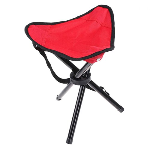 Udendørs bærbar campingmøbler fiskestol tre fod strandstol sammenklappelig stativ skammelstol have picnicstol lille: Rød