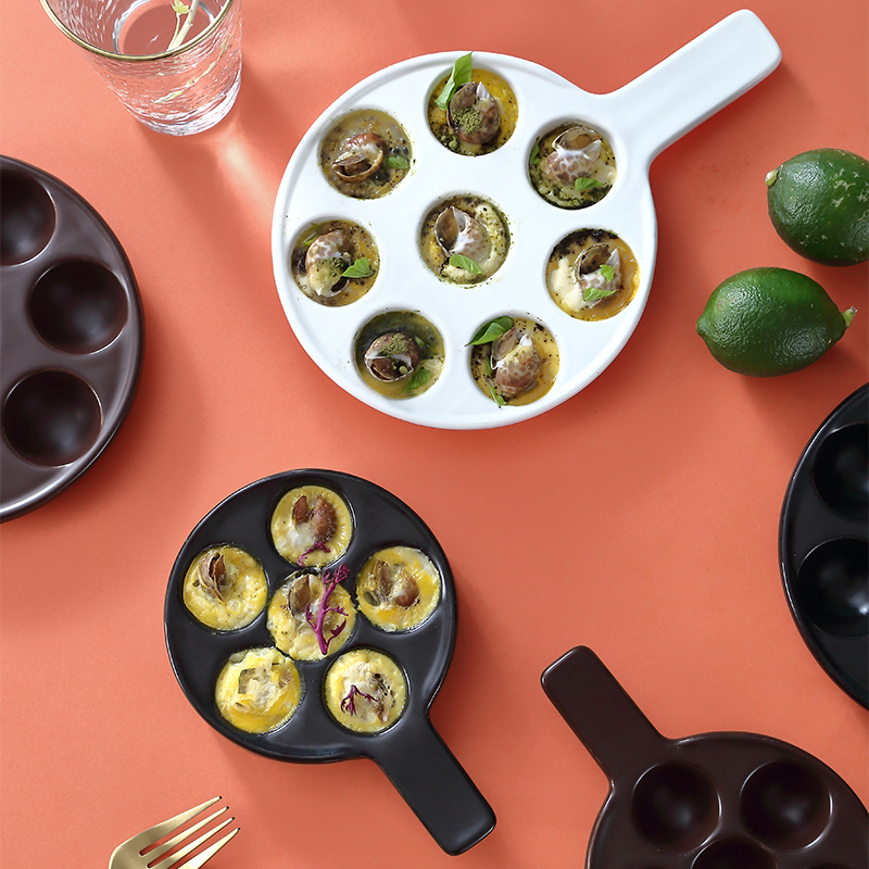 Plaque à Escargot en céramique, avec poignée, outils alimentaires, vaisselle, plateau de cuisson, Gadget de cuisine