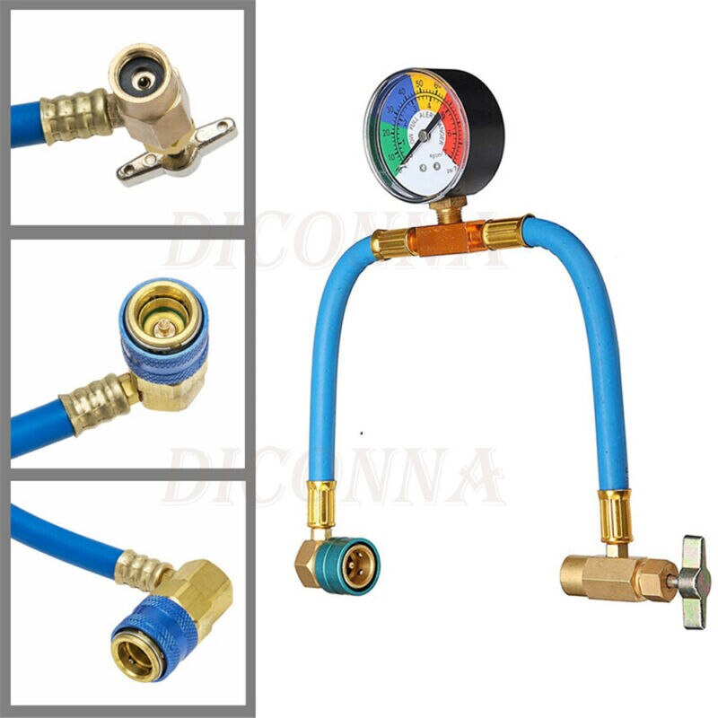 Auton ilmastointi kylmäaine r -134a täyttömittausletkun mittarisovitin hvac kylmäaineen täyttöputkisarja