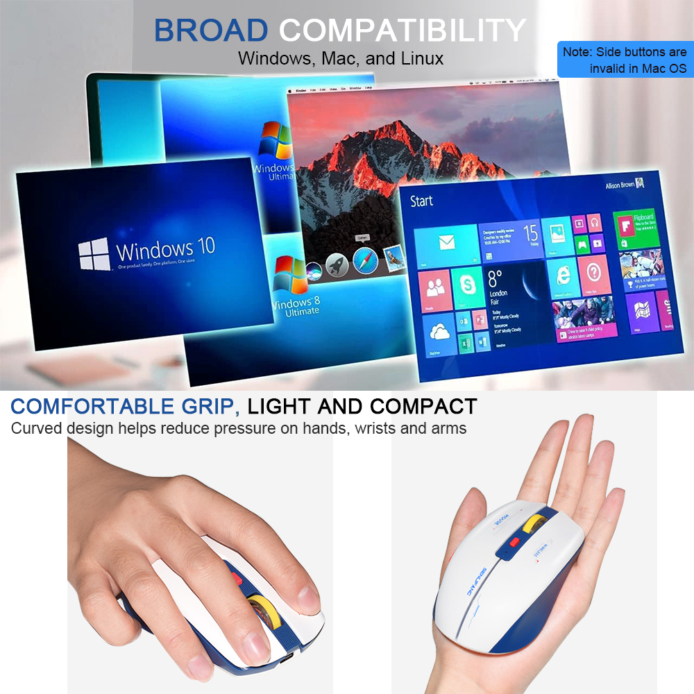 Lt -t19 ergonomisk genopladelig gamingmus usb 2.4g trådløs rgb-lys stationær pc computere bærbar computer mus