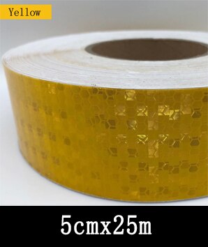 Bike Body Reflective Safety Stickers Reflective Safety Warning Conspicuity Tape Film Sticker Strip Bicycle Accessories: 5cmx25m  yellow
