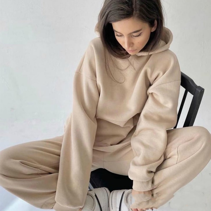 Ensemble de 2 pièces pour femmes, tenue d'automne et d'hiver, survêtement à manches longues, vêtements de sport pour dames, haut + pantalon, Jogging, à la ,