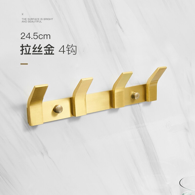 Coat Hook European Style Coat Hook Wall Hanging Wall Clothes Hook Behind The Door Free Punching Copper Wire Drawing Process: 4 hooks