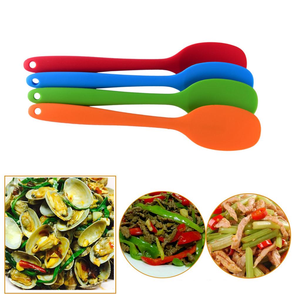 1 pièces gâteau beurre spatule Silicone cuillère mélange cuillère à manche Long ustensiles de cuisine vaisselle cuisine soupe cuillères mélangeur outils