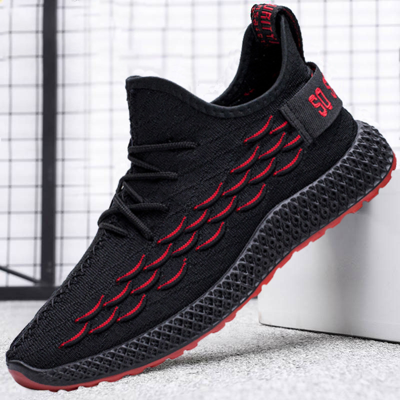 Mannen Schoenen Lac-Up Mannen Casual Schoenen Comfortabele Ademende Mesh Walking Sneakers Zapatillas Hombre: Rood / 40