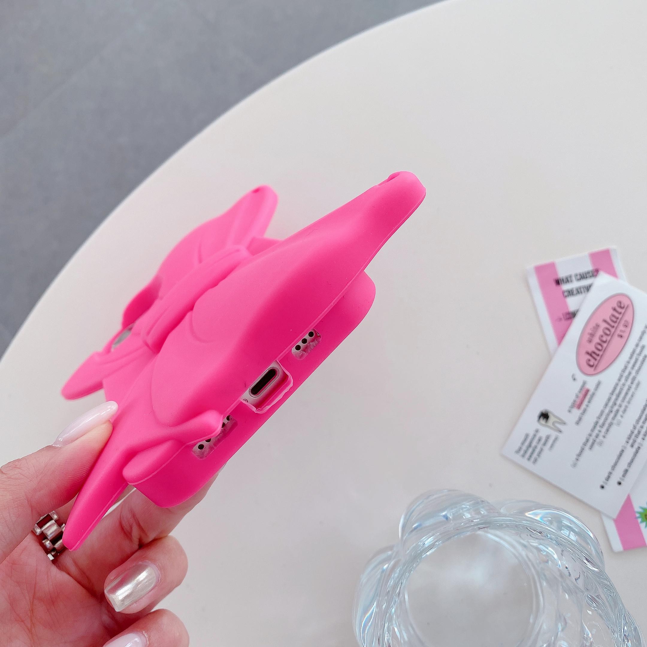 Funda de teléfono de silicona suave con lazo bonito 3D para iPhone 15 14 13 12 11 Pro Max cubierta rosa a prueba de golpes