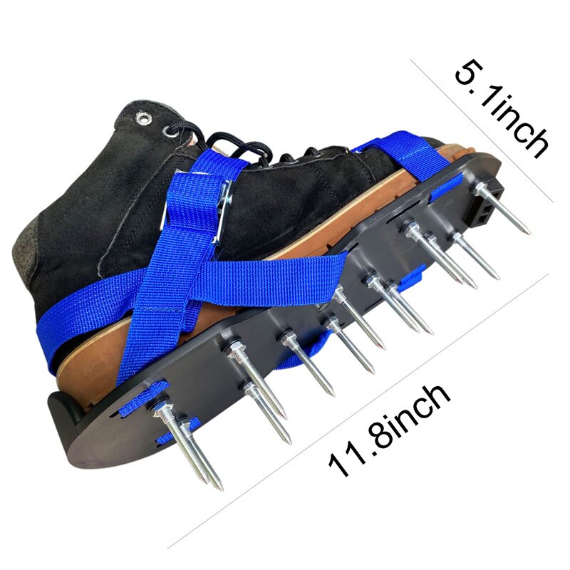 Manuel plæne aetaor passer til alle plænelufter pigsko plænelufter sko med krog-og-løkke stropper og skridsikker metalspænde