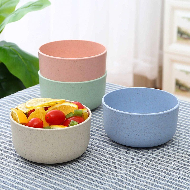 Ménage fruits fourchette vaisselle riz bol en plastique plaque paquet unique bol de céréales blé paille bol tasse