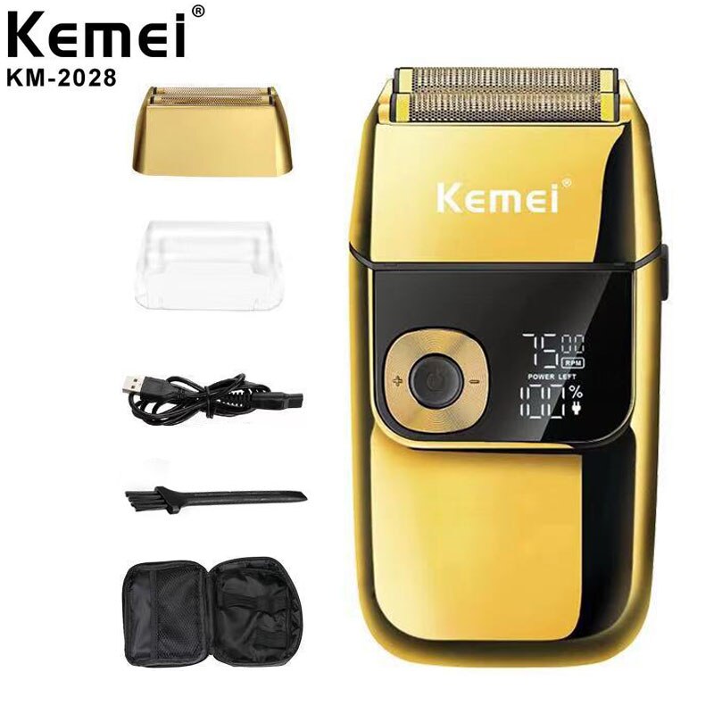 Kemei – rasoir électrique pour hommes, outil de coupe de cheveux avec chargeur USB rapide et écran LCD: KM-2028 gold