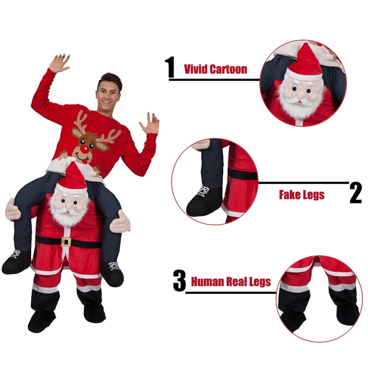 Novelty Santa Claus Funny Costume With Stuff Your Own Legs for Woman Men Xmas carrying me Dress Up Magic Pants Christmas