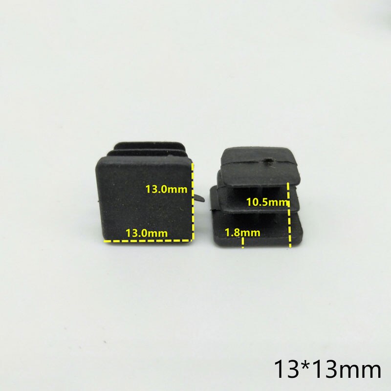 10Pcs Black Plastic Steel square pipe plug Furniture Leg plug Anti Slip Feet Protector Pad Plastic square tube cap plug: 02
