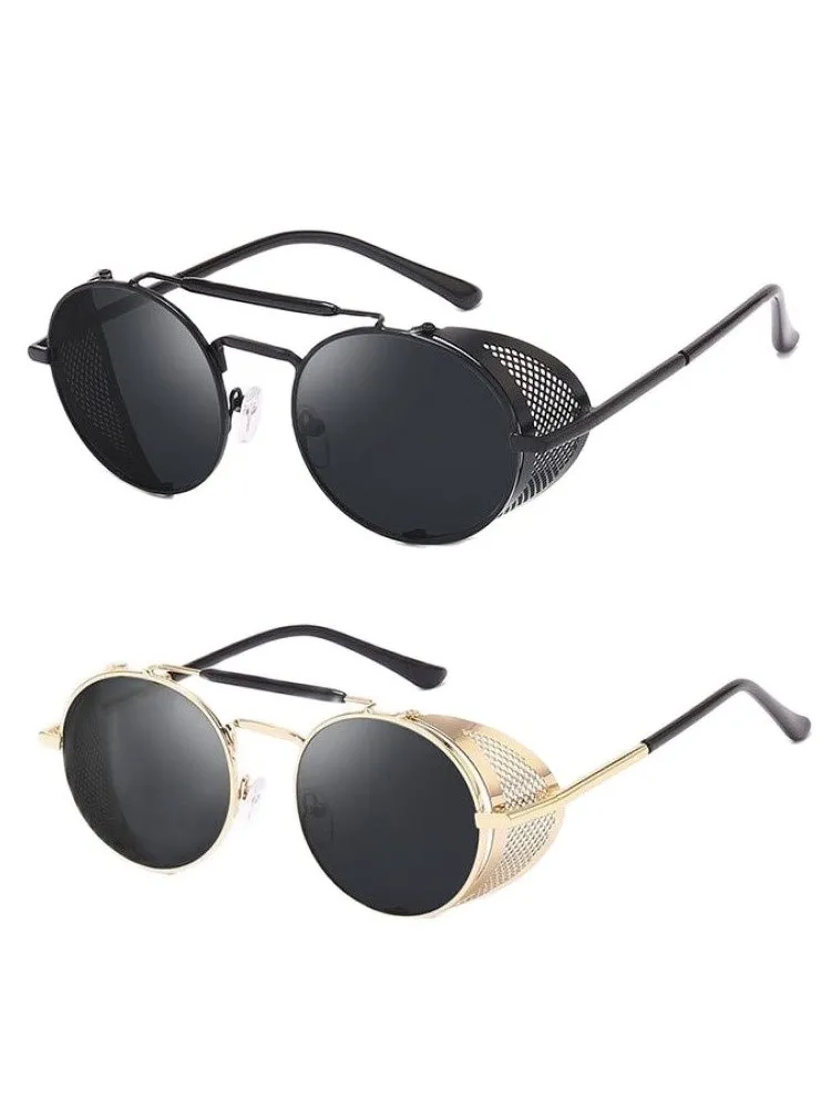 Trendy Retro Steampunk Sunglasses Men Brand Round Steam Punk Alloy Sun Glasses Goggle For Women UV400 Gafas de Sol