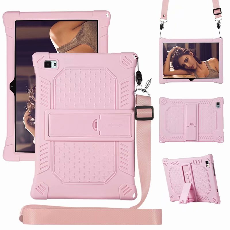 Kindveilige hoes voor teclast  p20hd 10.1 inch tablet pc beschermhoes voor teclast  p20 standaard siliconen hoes + band + pen: Roze