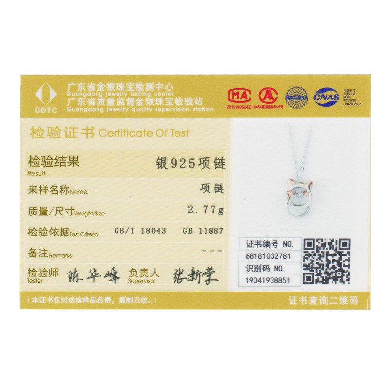 Wostu echt 925 sterling zilveren huisdier kat link hanger ketting voor vrouwen merk sieraden cqn 252