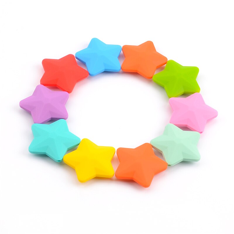 LOFCA 5pcs Star Silicone Beads Soft teether Star Shape BPAFREE Baby Diy Jewelry Bracelet Necklace and Pendant Making Oral Care: mix