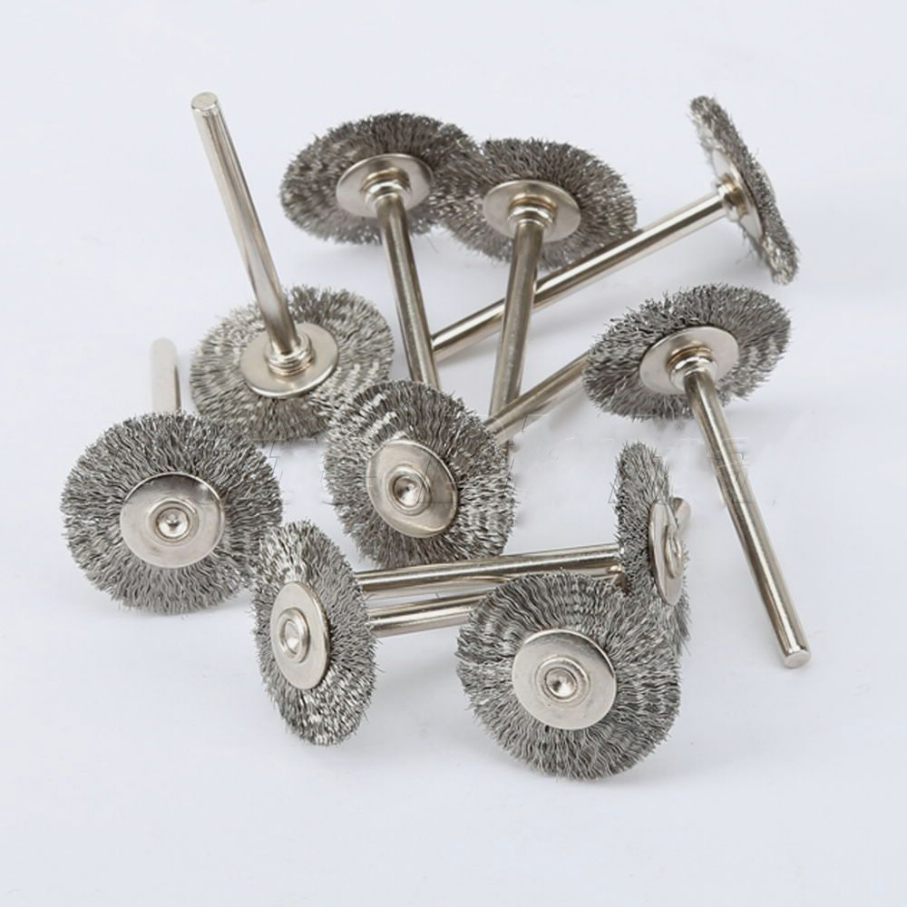 Accessoires Dremel, brosse rotative en acier de 22mm, brosses à roue métallique Dremel pour meuleuse, outil rotatif pour Mini perceuse de polissage 10 pièces