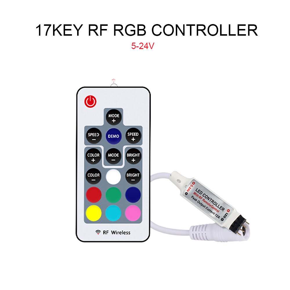 DC 12V-24V Led Controller 44 Keys 24 Keys LED RGB Controler 11 Keys 17 Keys RF Remote Dimmer For RGB 3528 5050 RGBW LED Strip: 17key RF