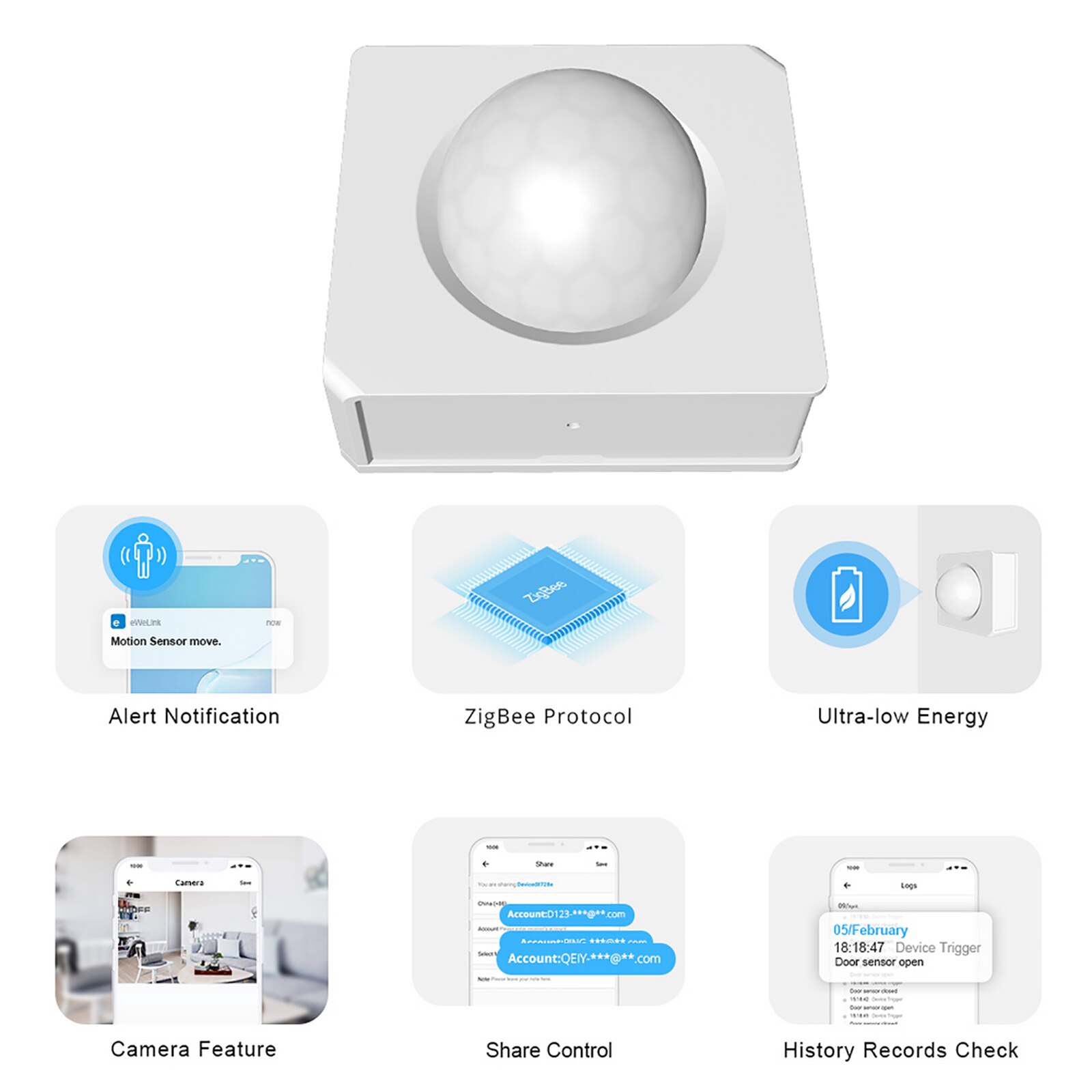 Sonoff-sensor inteligente de segurança para casa com sensor de movimento zigbee