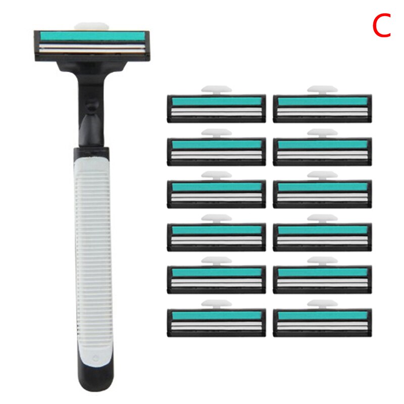1 sæt barberknive værktøjsblade til standard skægbarberkniv trimmer sikkerhedsskraber dobbeltlags barbermaskine krops ansigtsbarberkniv: C