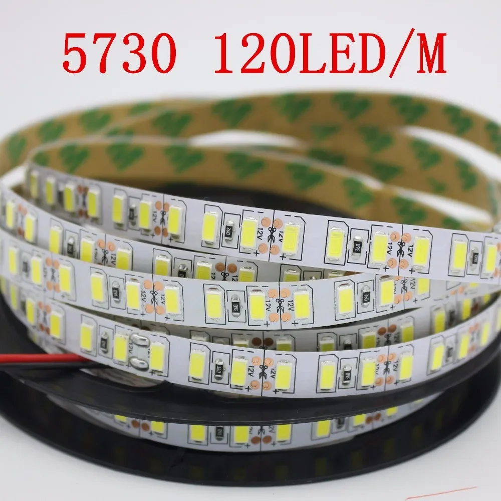 120 LED s/m 5 M bande LED SMD 5730 bande lumineuse LED Flexible SMD 5630 non étanche blanc/blanc 4000 K NW DC12V