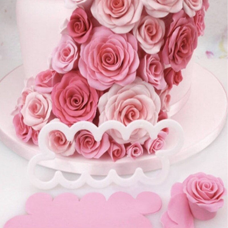 Moule de décoration pour gâteau 3D, pétale de Rose, pour Fondant, glaçage, outils de coupe de biscuits, 3 pièces/ensemble
