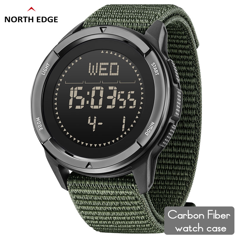 Norden Kante Alpen Herren-Armbanduhr aus digitaler Kohlefaser, Schock Militray Sport, superleichter draussen-Kompass, wasserdicht, 50 m