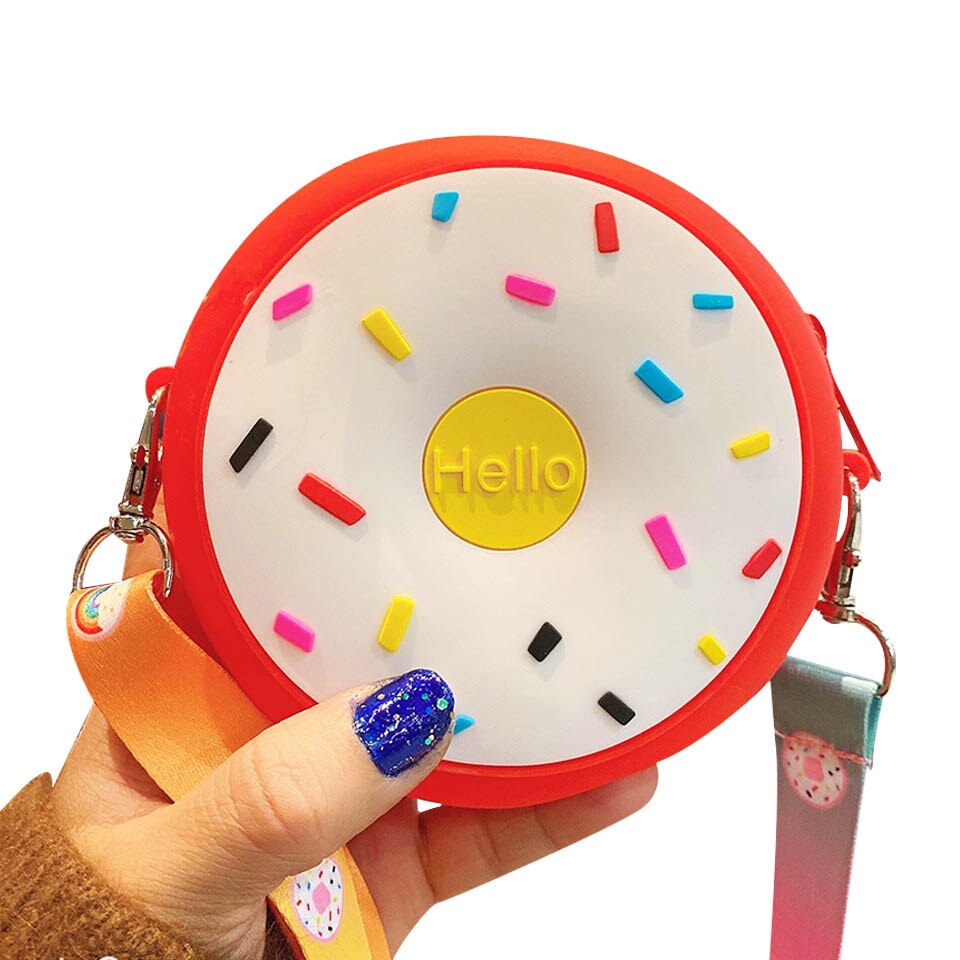 Silicone arco-íris redondo crossbody moeda saco criança menina crianças bolsa de ombro alça ajustável férias viagem bolso pacote: 4