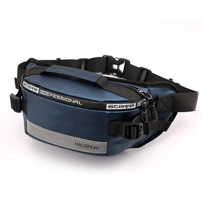 Anti Diefstal Mannen Riem Bodybag Grote Capaciteit Hip Reflecterende Strip Enkele Schoudertas Mannen Messenger Bag Nylon Trendy borst Zak: Blue